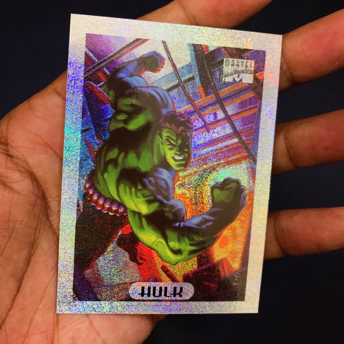 When you open a booster pack from Marvels 1994 Masterpieces set look down at your phone and realize you didn’t hit RECORD….. #hulk #marvel #mcu #masterpieces #marvelmasterpieces #marvelrivals #masteryourcollection