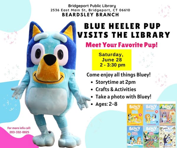 Bluey is coming to the Beardsley Branch Library! 🐾 Kids ages 2–8 are invited on June 28 from 2:00–3:30 PM for a special storytime, fun crafts, photos, and more. Don’t miss this exciting afternoon with everyone’s favorite blue pup! 💙
