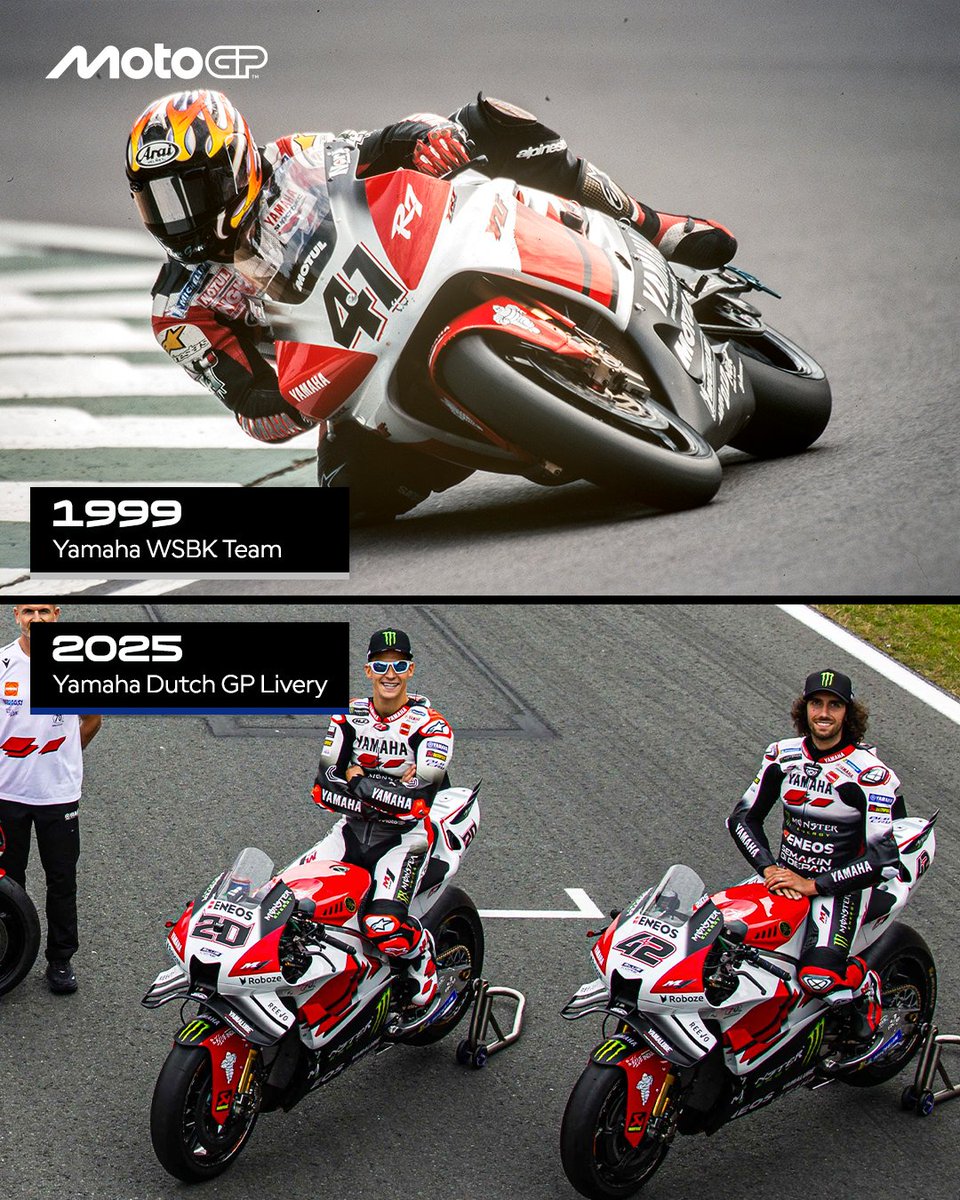 MotoGP™🏁 (@motogp) on Twitter photo A tribute to the iconic 1999 YZF-R7 colours to celebrate Yamaha's 70 years of motorsport heritage 🔴⚪
#DutchGP 🇳🇱 A tribute to the iconic 1999 YZF-R7 colours to celebrate Yamaha's 70 years of motorsport heritage 🔴⚪
#DutchGP 🇳🇱