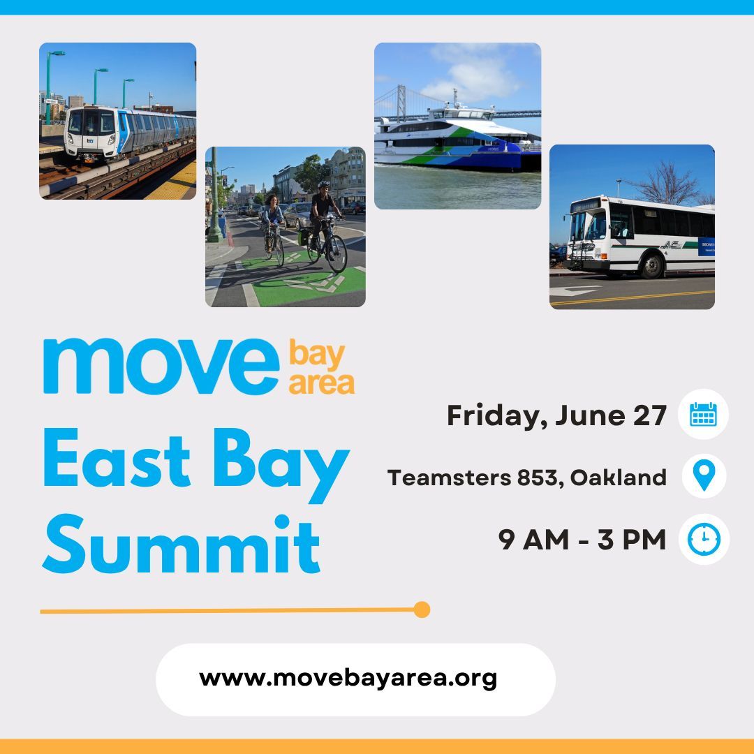 SFTRU's tweet image. Join Move Bay Area on June 27, 2025, as they explore the connections between climate, health, and transportation and build a regional transportation vision together. Seating is limited; reserve your free seat today at movebayarea.org.