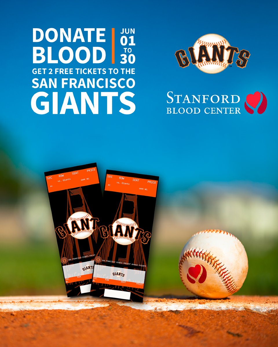 giveblood's tweet image. Final days! Donate blood with SBC this June and score big! Every donor will receive a redemption card for two FREE tickets to a San Francisco Giants game. Step up, save lives, and enjoy a game on us! ⚾🧡🖤
Learn more at stanfordbloodcenter.org/GiantsDays