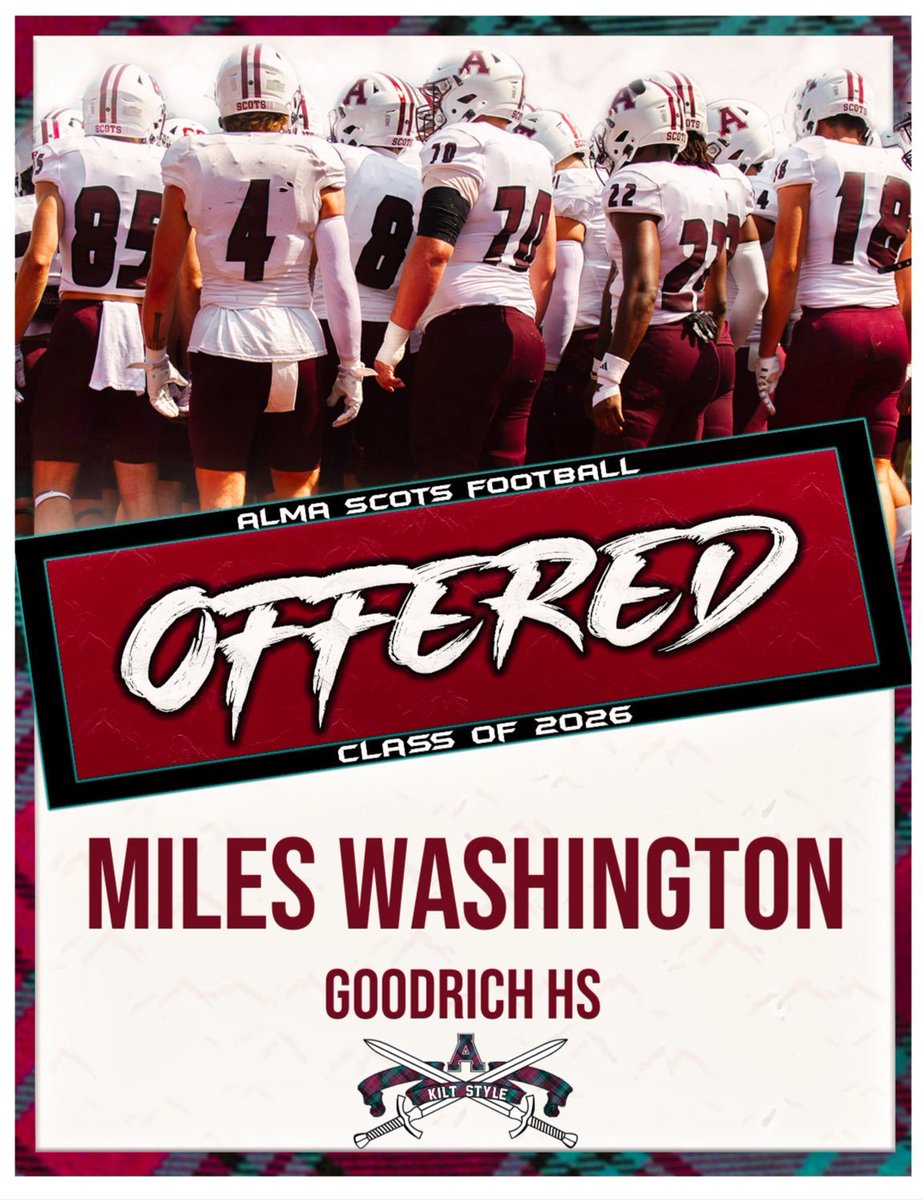 Goodrich 2026 OL Miles Washington was offered by Alma 

<a href="/MWashington40/">Miles Washington #73</a>