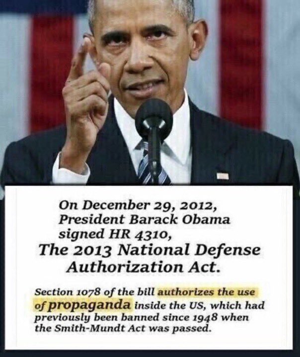 The reason that journalists can pass on FAKE NEWS is because Obama authorized it. 

Restore the Smith-Mundt Act and the mass brainwashing will STOP.
