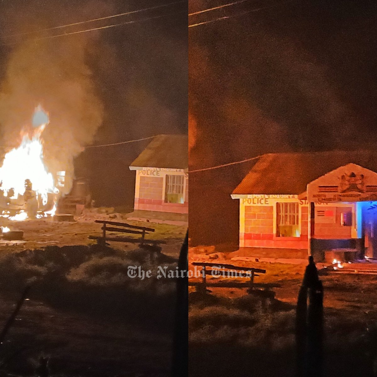 TheNairobiTimez's tweet image. BREAKING: Ndunyu Njeru Police Station Set Ablaze by Angry Residents After Officer Fatally Shoots Civilian in Nyandarua👇