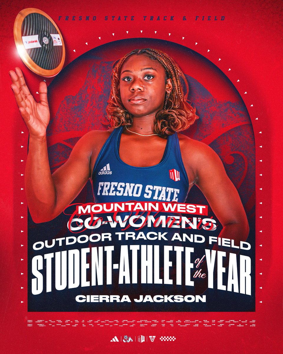 FresnoStateTFXC's tweet image. HER π
add it to the list β Cierra Jackson has been named @MountainWest Co-Womenβs Outdoor Track & Field Student-Athlete of the Year π