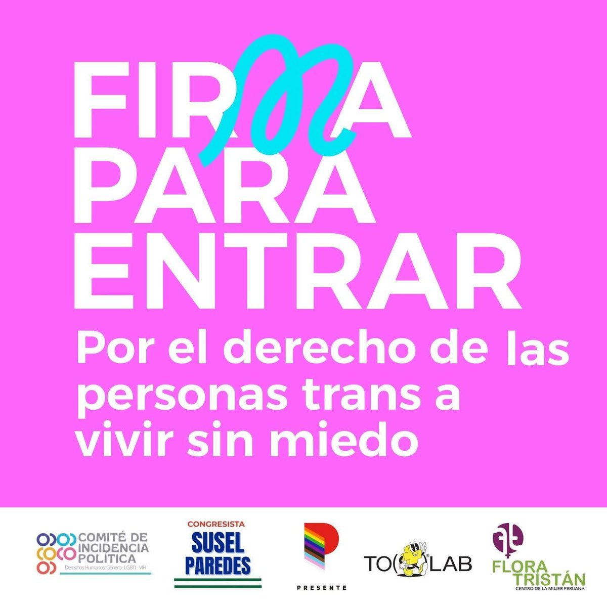 Te invitamos a esta campaña:

🏳️‍⚧️La campaña #FirmaParaEntrar estará presente en la Marcha del Orgullo este sábado 28 de junio acércate, firma y apoya la demanda ciudadana que busca derogar la Ley 32331, la norma transfóbica que restringe el acceso a los baños para personas trans.