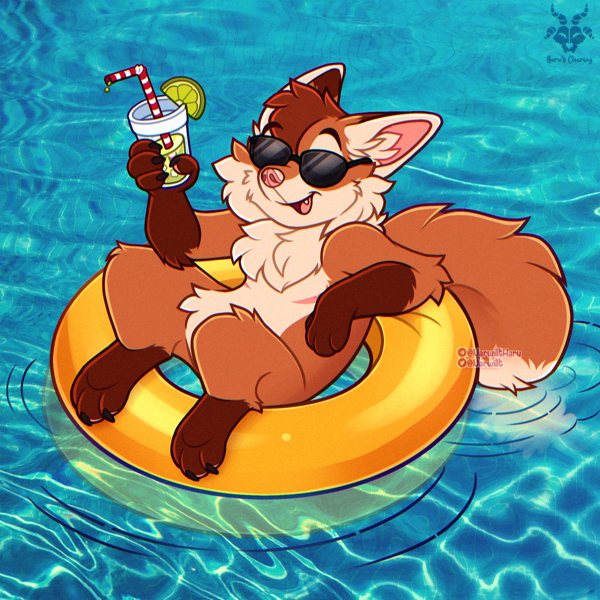 Narwillt's tweet photo. SUMMERTIME YCH☀️

Summer is here babe, time to enjoy the pool!! 🏖 

💰:5️⃣0️⃣USD⭐️Sticker version included!

☀️ANY Species/gender! 

☀️You can change the drink for a little extra! 

💌 Pm me if interested: @Narwillt
 
#furry #furryart #ych https://t.co/uA5Y2CTEQa