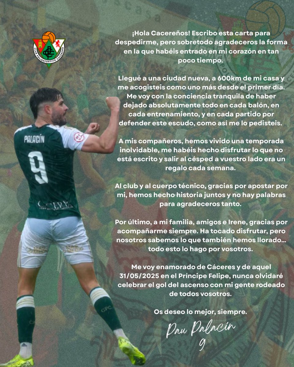 Nunca me había dolido tanto decir adiós… GRACIAS Cáceres 💚