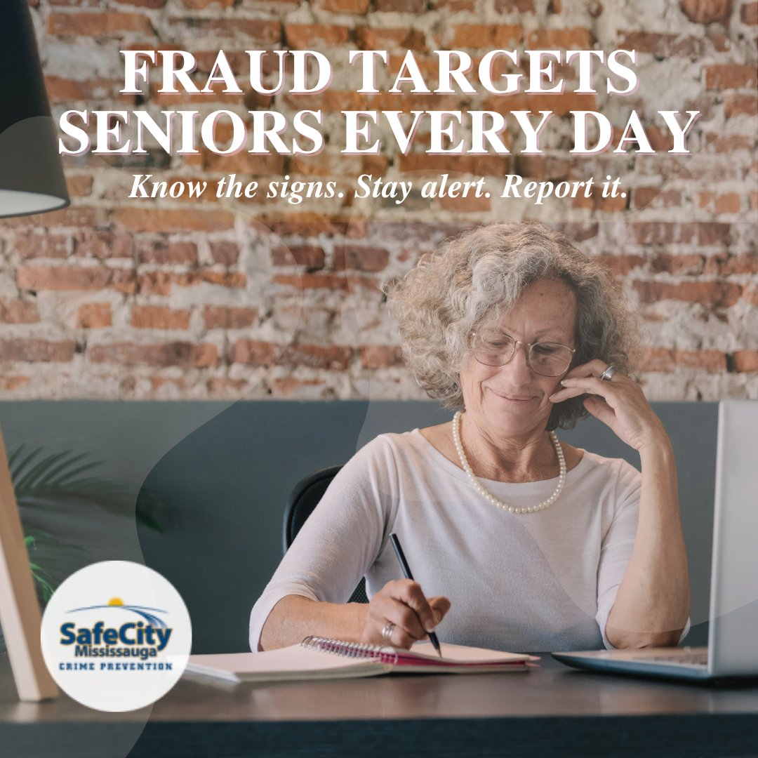 Scammers often target older adults, but we can all help prevent it.
This #SeniorsMonth, Safe City Mississauga is bringing awareness to fraud prevention for seniors—because safety doesn’t retire.
📲 safecitymississauga.on.ca/crime-preventi…
#FraudPrevention #SeniorSafety #SeniorsMonth