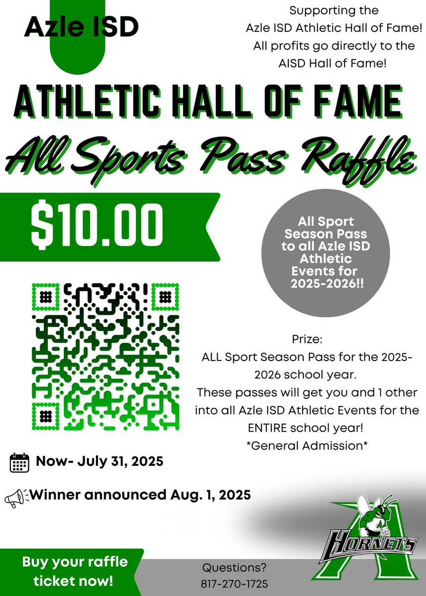 📣EXCITING NEWS📣
All NEW - All Sports Passes will be available for the 25-26 school year!  These passes go on sell on 8/1. Here's your chance to be one of the first to get a hold of yours!

Buy your raffle ticket here 👉🏽 rb.gy/9ibclu

Winner will be announced on 8/1.