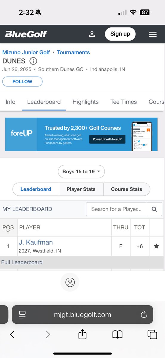 RocksGolf's tweet image. Congrats to rising Junior Jude Kaufman. Winner of the 15 to 19 Boys Mizuno junior tour event at Southern Dunes
Great round Jude🏆