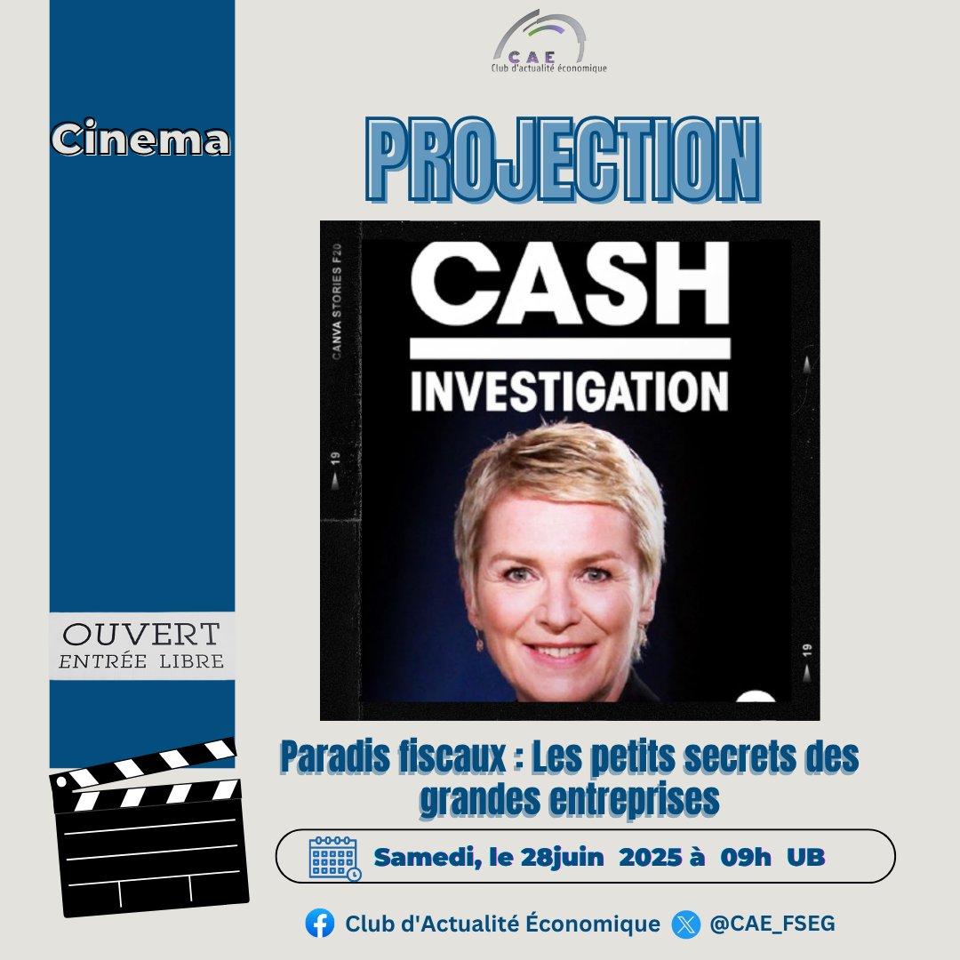 💼 Multinationales, paradis fiscaux, montages opaques… Où disparaît l’argent des grandes entreprises ?

🎬 Ne ratez pas cette projection exclusive du documentaire “Cash Investigation”

📅 Samedi 28 juin 2025 – 🕘 09h
📍 Université du Burundi

#CaeCiné