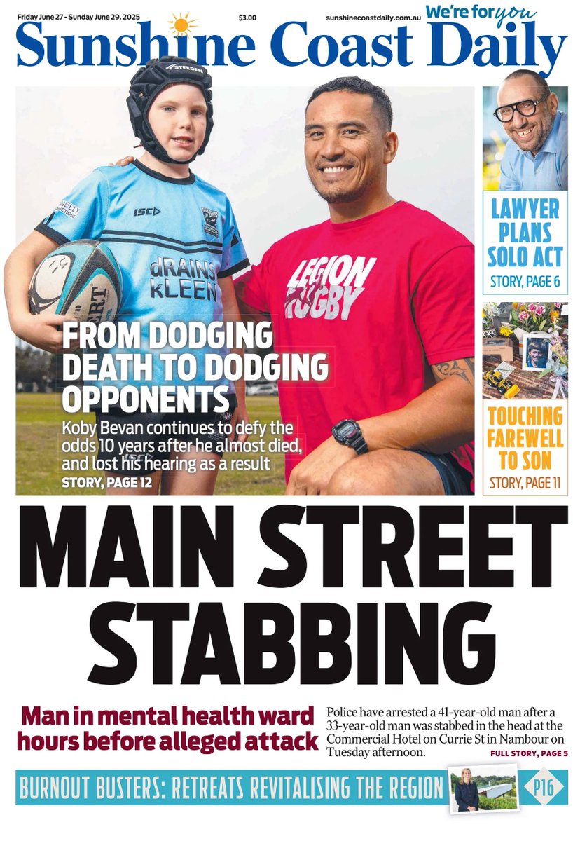 ukpapers's tweet photo. 🇦🇺 Main Street Stabbing

▫A man accused of stabbing a punter at a Sunshine Coast pub was released from a mental health ward only hours prior to the incident

#frontpagestoday #Australia @the_daily https://t.co/hJkF0Y49cg