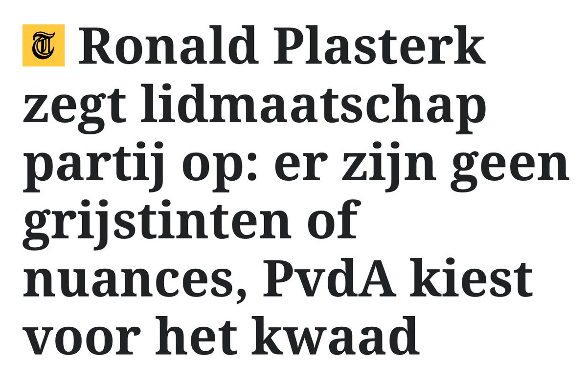 SParadijs's tweet image. ‘De PvdA kiest voor het kwaad’, aldus Ronald Plasterk. Niet zo vaak voorgekomen dat een columnist en voormalig PvdA-kopstuk zijn lidmaatschap van de partij van Drees opzegt in De T. Moedig, maar waar blijft de rest? Kom op @Roodvooruit richt die nieuwe, fatsoenlijke PvdA 2.0 op.
