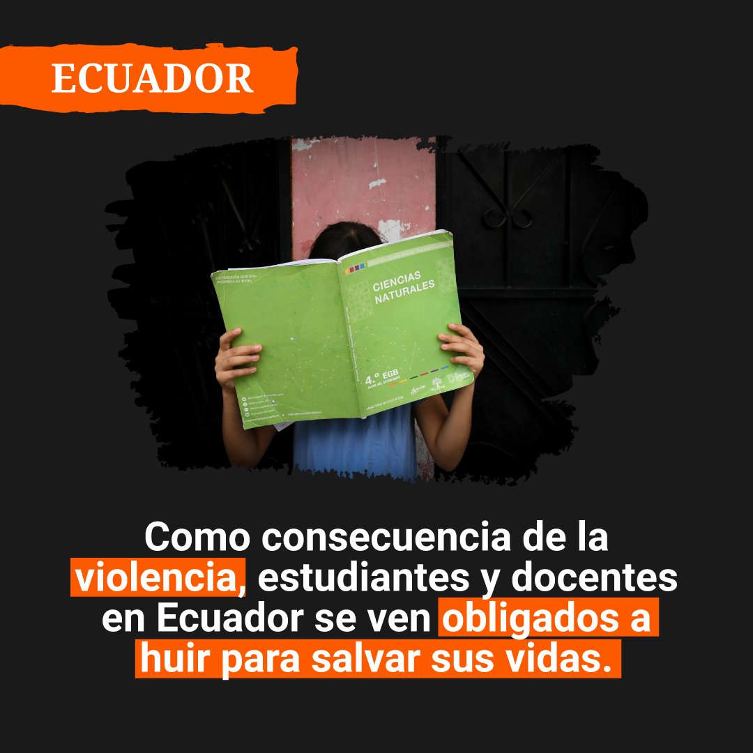 Nuestro reporte evidencia que estudiantes en #Ecuador están solicitando traslados o abandonando la escuela para prevenir riesgos de reclutamiento, amenazas, intimidación, violencia sexual o extorsión debido a las acciones de grupos criminales organizados en instalaciones