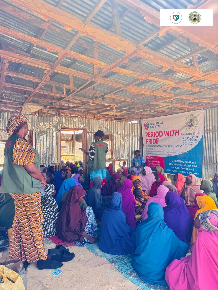 Touch2FeelIn's tweet photo. In celebration of Menstrual Hygiene Day, we held an impactful outreach themed “Period With Pride”, reaching over 150 adolescent girls at Borno State Special School Madugunari and Mashidimami Informal Camp.

2/6 https://t.co/0XpB2kvza7