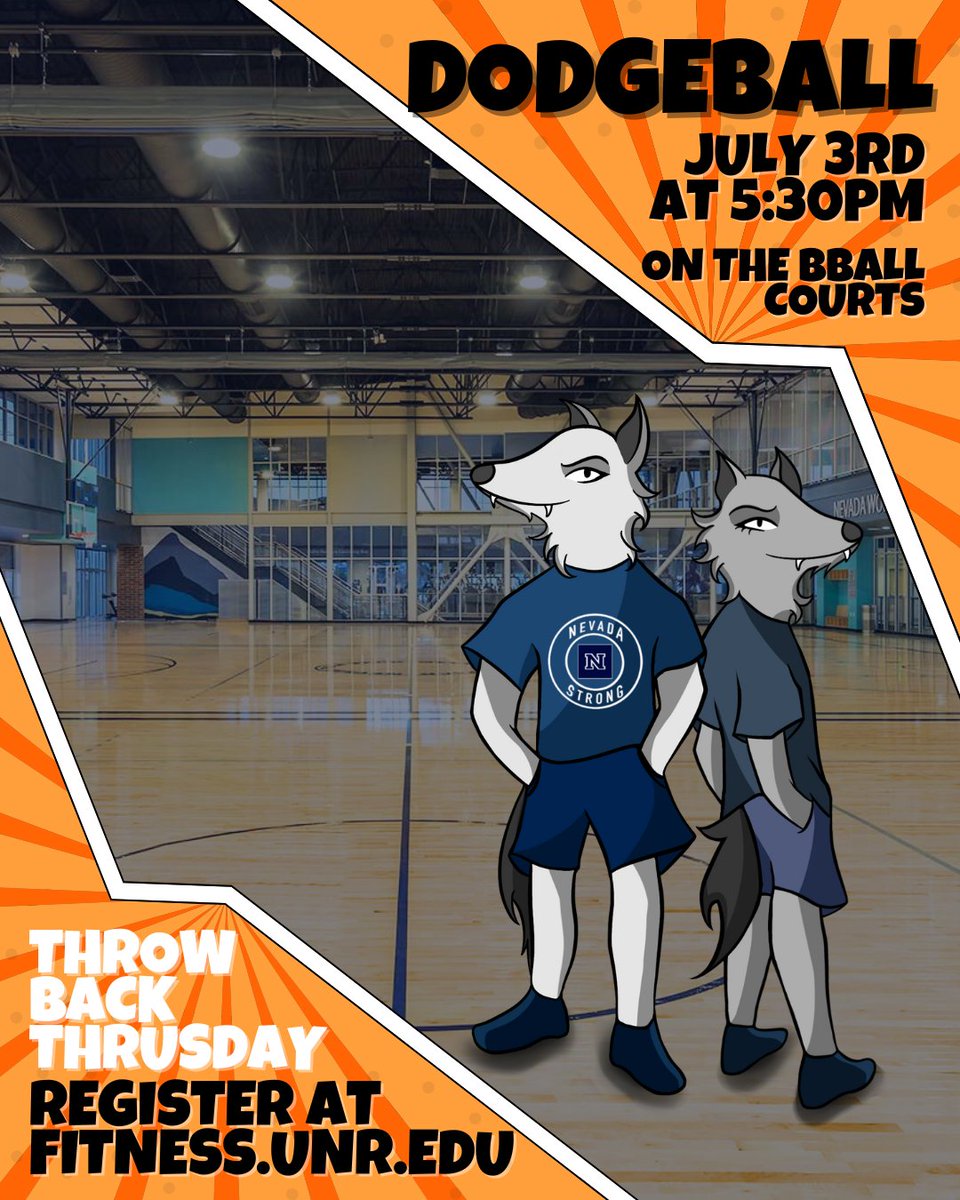 Last one of the summer! 

Dodgeball at 5:30pm on Thursday, July 3rd on the basketball courts!

Register at fintness.unr.edu 

#nevadastrong