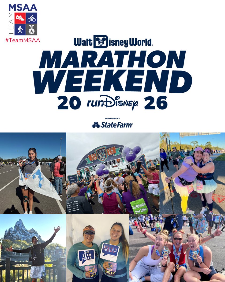 MSassociation's tweet image. Do you want to cross the finish line with MSAA? 🏅 Give your miles meaning and join #TeamMSAA for the Walt Disney World® Marathon Weekend presented by State Farm January 7-11, 2026.
These spots fill up fast!

mymsaa.org/get-involved/e…

#runDisney #WDWMarathon #MSawareness