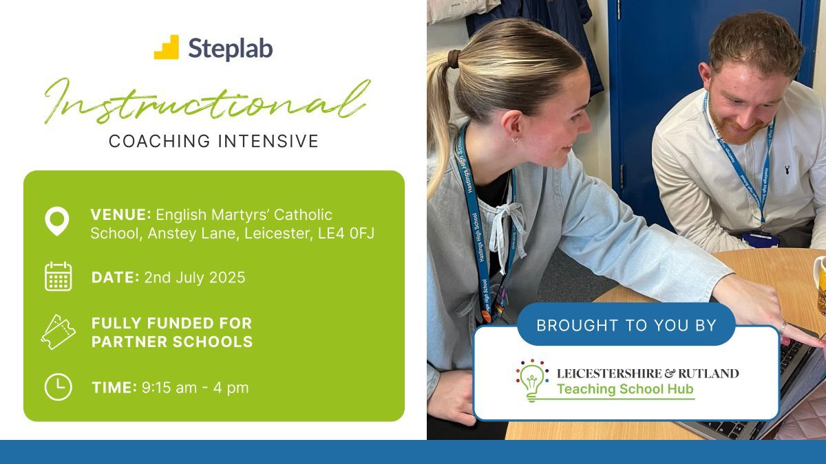 Leicestershire & Rutland Teaching School Hub (@lrtshub) on Twitter photo π― Leicester β Are You Ready?
π₯ The SOLD-OUT Steplab Coaching Intensive is coming to YOU β and itβs 100% FREE for partner schools!
ποΈ 2nd July | π English Martyrsβ Catholic School
β³ Booking closes 30th June β donβt miss out!
ποΈ Book now: buff.ly/pATeWC1
<a href="/Steplab/">Step Lab</a> π― Leicester β Are You Ready?
π₯ The SOLD-OUT Steplab Coaching Intensive is coming to YOU β and itβs 100% FREE for partner schools!
ποΈ 2nd July | π English Martyrsβ Catholic School
β³ Booking closes 30th June β donβt miss out!
ποΈ Book now: buff.ly/pATeWC1
<a href="/Steplab/">Step Lab</a>