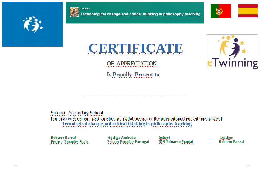 RobertoBarral4's tweet photo. Rematamos o proxecto Etwinning  "Tecnological change and critical thinking in philosophy teaching"  varias institutos de Galicia e Portugal. Un proxecto na que se buscou a interacción curricular dos alumnos de ambos lados. Parabéns para todos os participantes. https://t.co/Ob3kSyFIw1