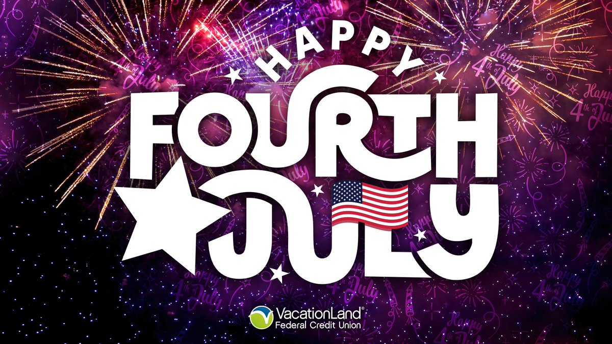 Happy Fourth of July from your friends at VacationLand Federal Credit Union! 🎆 Wishing you a safe holiday with your favorite people, filled with grilling 🍔 &amp; chilling. Stay cool! What's your go-to Fourth of July tradition? Share your favorite ways to celebrate in the comments!