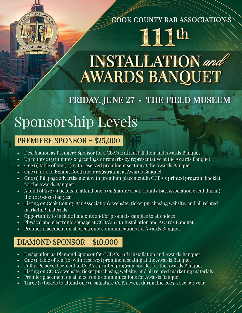 Repevans33's tweet image. I am honored to receive the J. Ernest Wilkins, Sr. Historical Award from the Cook County Bar Association at their 111th Annual Banquet this Friday.
This prestigious recognition highlights my relentless commitment to justice, leadership, and public service. I’m proud to attend…