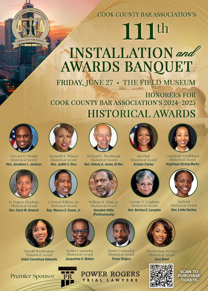 Repevans33's tweet image. I am honored to receive the J. Ernest Wilkins, Sr. Historical Award from the Cook County Bar Association at their 111th Annual Banquet this Friday.
This prestigious recognition highlights my relentless commitment to justice, leadership, and public service. I’m proud to attend…