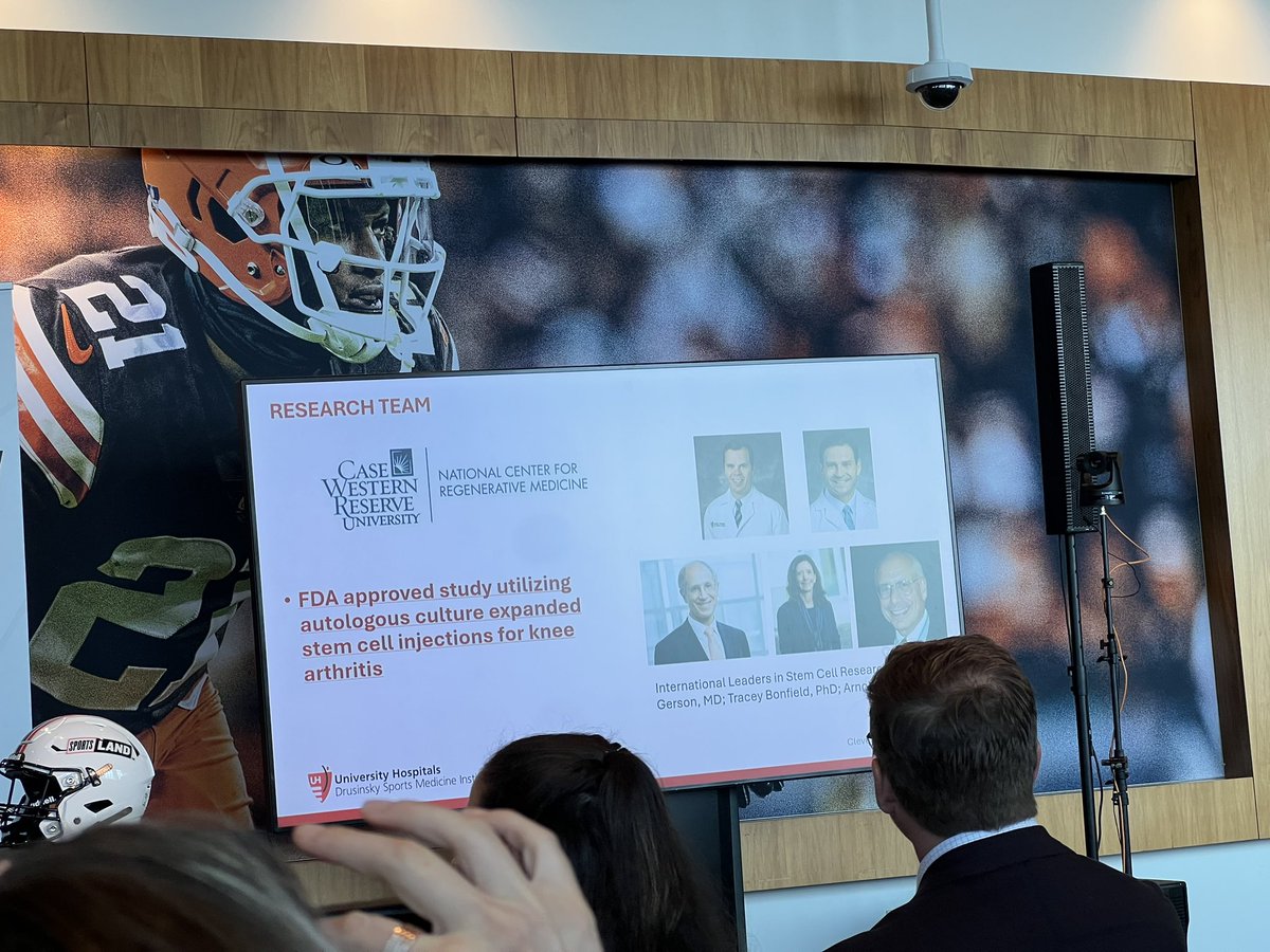 daniel_dudley's tweet photo. @ClarkKelloggCBS @OhioXOrg @cloganmd @OhioStAthletics @JoeFlacco @ESPNCleveland Incredibly impressive clinical research being done at @UHhospitals using endogenous MSCs for treating knee arthritis in professional athletes. #Sportsland @OhioXOrg @JoelBitonio @JamesVoosMD https://t.co/wJLMz03Vz5