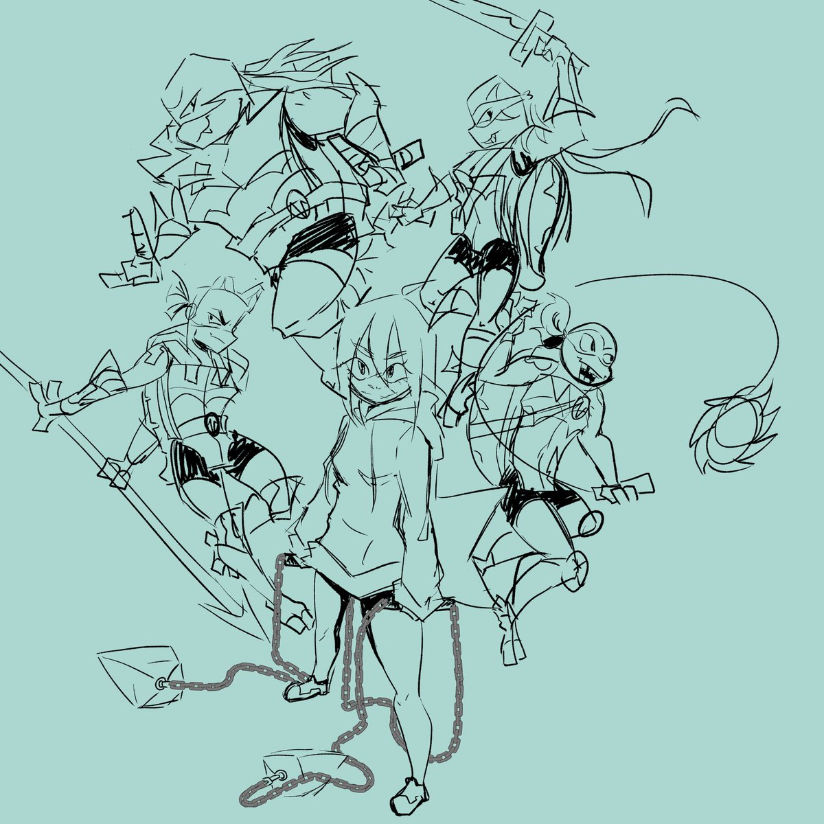 Kury_TMNT's tweet image. I catched a cold and I´m a bit stressed for not having time to draw things for myself so I wanted to practice some poses from references I found on pinterest lol.

Hopefully I will finish this one day TwT

#rottmnt