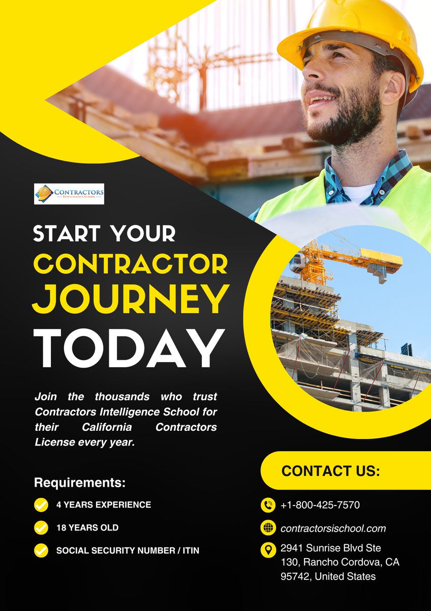 ContractorsSchl's tweet photo. Start Your Contractor Journey Today!

🔗Enroll Now https://t.co/UVM7KuxRov

#ContractorsLicense #ContractorsLicenseInCalifornia #ContractorLicense #ContractorsSchoolInCalifornia #CaliforniaContractorLicense #ConstructionLife #Construction #GeneralContractor #TradeSchool https://t.co/yaqBwaA5Rb