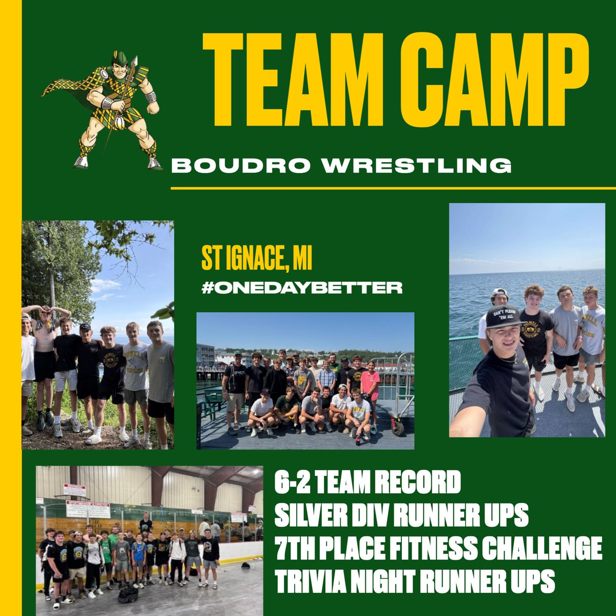 Last week the Howell wrestling team returned from a 4 day camp in St Ignace. Lots of great wrestling, challenging drill sessions, team building activities, and memories were made.