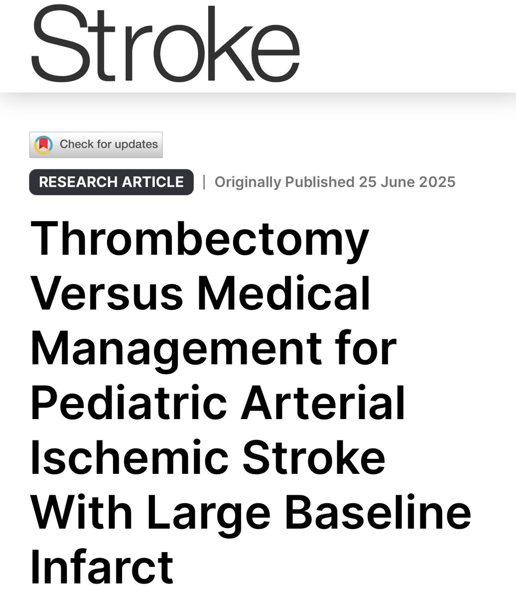 MeshaMartinezMD (@meshamartinezmd) on Twitter photo 🚨 Game-changer in #PedsStroke!
New paper shows mechanical thrombectomy > medical management in kids w/ acute ischemic stroke. Not on this one (ugh!) but love the brilliant team who made it happen ❤️
And <a href="/PSporns/">Peter Sporns</a> —your announcement was 🔥👏
#NeuroIR #Pediatrics #StrokeCare 🚨 Game-changer in #PedsStroke!
New paper shows mechanical thrombectomy > medical management in kids w/ acute ischemic stroke. Not on this one (ugh!) but love the brilliant team who made it happen ❤️
And <a href="/PSporns/">Peter Sporns</a> —your announcement was 🔥👏
#NeuroIR #Pediatrics #StrokeCare