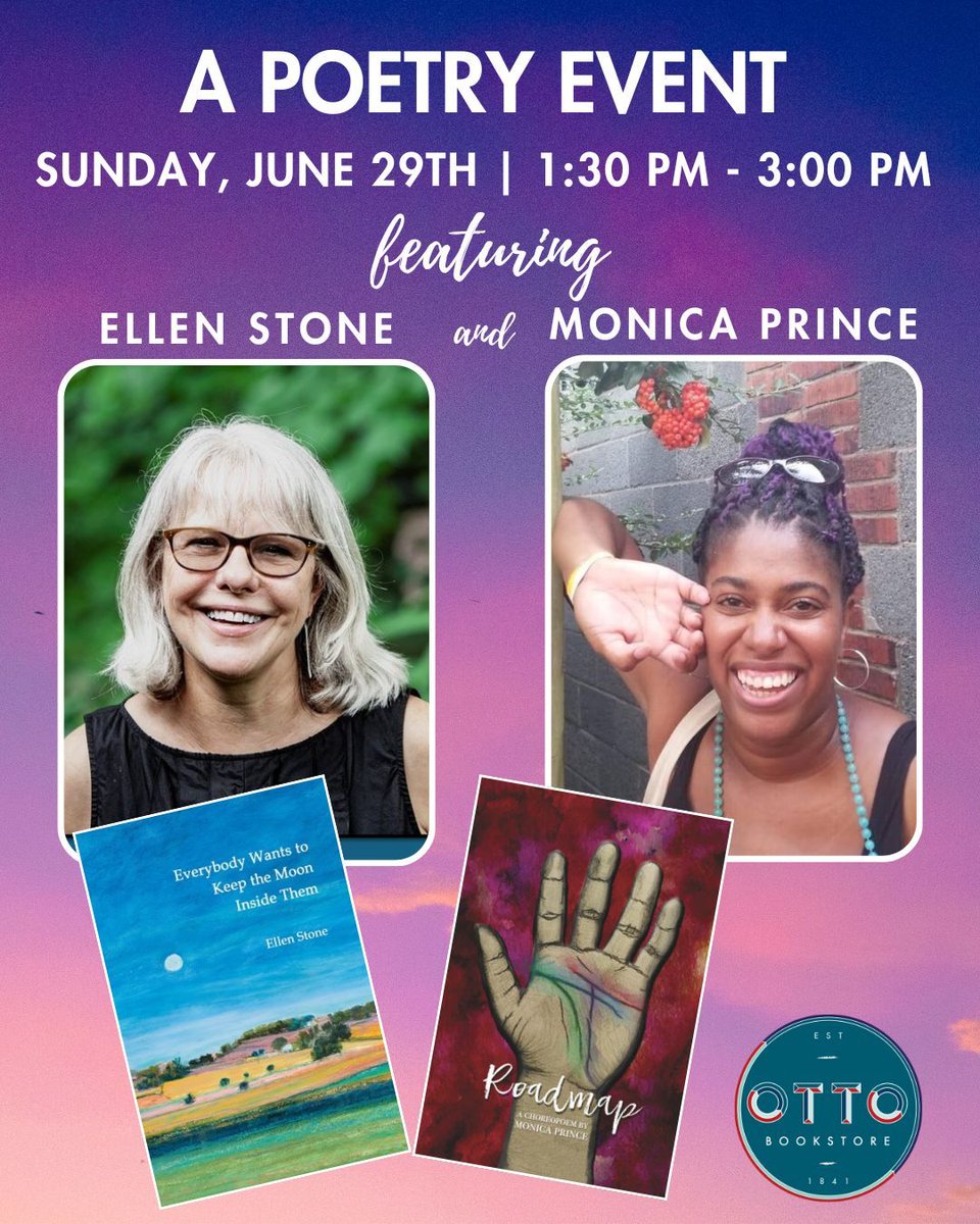 SFWP (@sfwp) on Twitter photo Save the Date!
On 6/29, <a href="/poetic_moni/">Monica Prince—ROADMAP AVAILABLE NOW!</a> and Ellen Stone will be reading at <a href="/OttoBookstore/">Otto Bookstore</a>'s #poetry event from 1:30-3pm EDT! buff.ly/Ve3b2Wv Save the Date!
On 6/29, <a href="/poetic_moni/">Monica Prince—ROADMAP AVAILABLE NOW!</a> and Ellen Stone will be reading at <a href="/OttoBookstore/">Otto Bookstore</a>'s #poetry event from 1:30-3pm EDT! buff.ly/Ve3b2Wv
