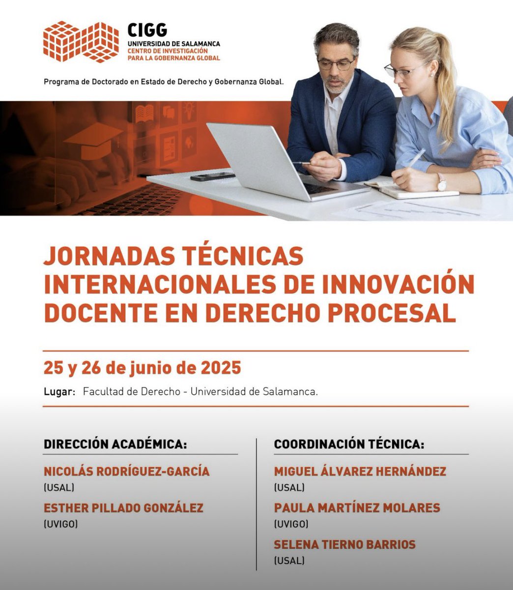 Centro de Investigación para la Gobernanza Global (@ciggusal) on Twitter photo 🔴 ¡Éxito rotundo en las Jornadas Técnicas Internacionales de Innovación Docente en Dcho Procesal!
📍 <a href="/FacDerechoUsal/">Facultad de Derecho</a> – <a href="/usal/">Universidad de Salamanca</a>
🌍 Intercambio académico de alto nivel, con participación de <a href="/uvigo/">Universidade de Vigo</a> y coordinación del @CIGG_usal.
#InnovaciónDocente #DerechoProcesal #GobernanzaGlobal 🔴 ¡Éxito rotundo en las Jornadas Técnicas Internacionales de Innovación Docente en Dcho Procesal!
📍 <a href="/FacDerechoUsal/">Facultad de Derecho</a> – <a href="/usal/">Universidad de Salamanca</a>
🌍 Intercambio académico de alto nivel, con participación de <a href="/uvigo/">Universidade de Vigo</a> y coordinación del @CIGG_usal.
#InnovaciónDocente #DerechoProcesal #GobernanzaGlobal