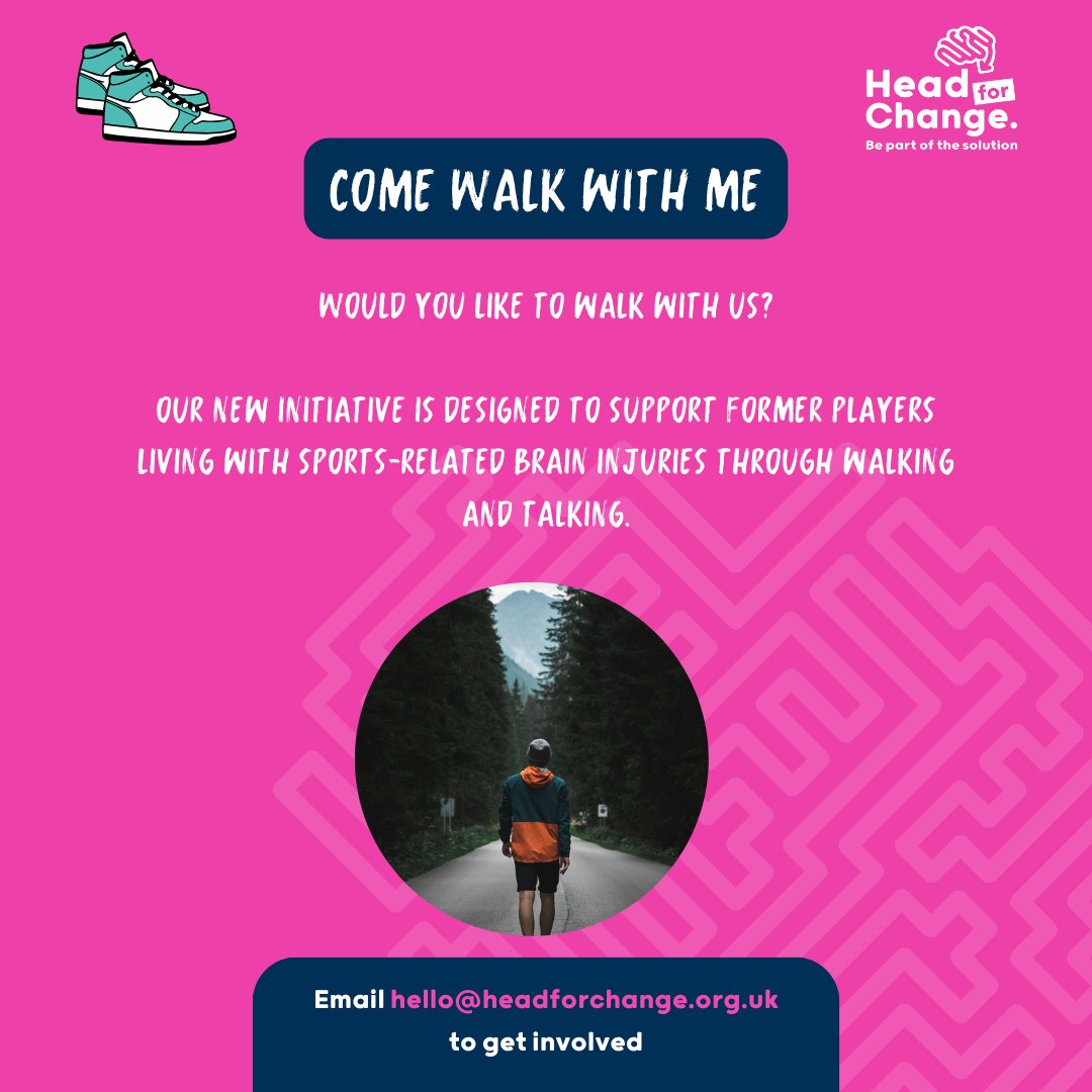 Head for Change (@head4change) on Twitter photo Would you like to connect with other diagnosed players?
Our new Come Walk With Me initiative brings together former players for a walk and a talk.
Our first hub has launched in Wirral, with more on the way!
Email hello@headforchange.org.uk to get involved.
#ComeWalkWithMe Would you like to connect with other diagnosed players?
Our new Come Walk With Me initiative brings together former players for a walk and a talk.
Our first hub has launched in Wirral, with more on the way!
Email hello@headforchange.org.uk to get involved.
#ComeWalkWithMe