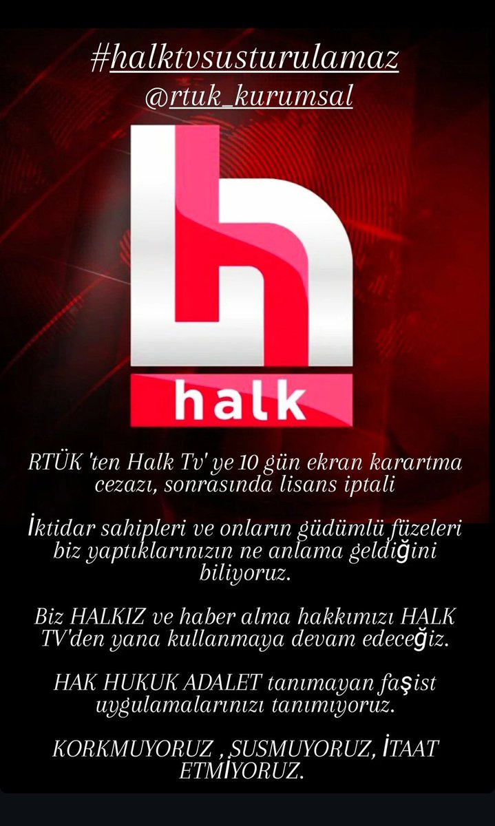 Halkın sesi <a href="/halktvcomtr/">Halk TV</a> kapatılamaz
#RTÜKSTOP
<a href="/ebekirsahin/">Ebubekir Şahin</a>
