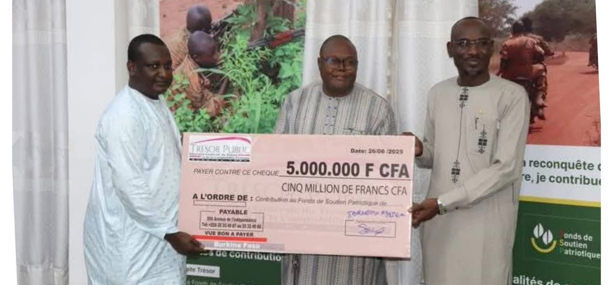 #Burkina : L'activiste 𝗜𝗯𝗿𝗮𝗵𝗶𝗺𝗮 𝗠𝗔𝗜𝗚𝗔 𝗼𝗳𝗳𝗿𝗲 𝟬𝟱 𝗺𝗶𝗹𝗹𝗶𝗼𝗻𝘀 𝗱𝗲 𝗙 𝗖𝗙𝗔 pour le compte du Fonds de soutien patriotique (FSP).