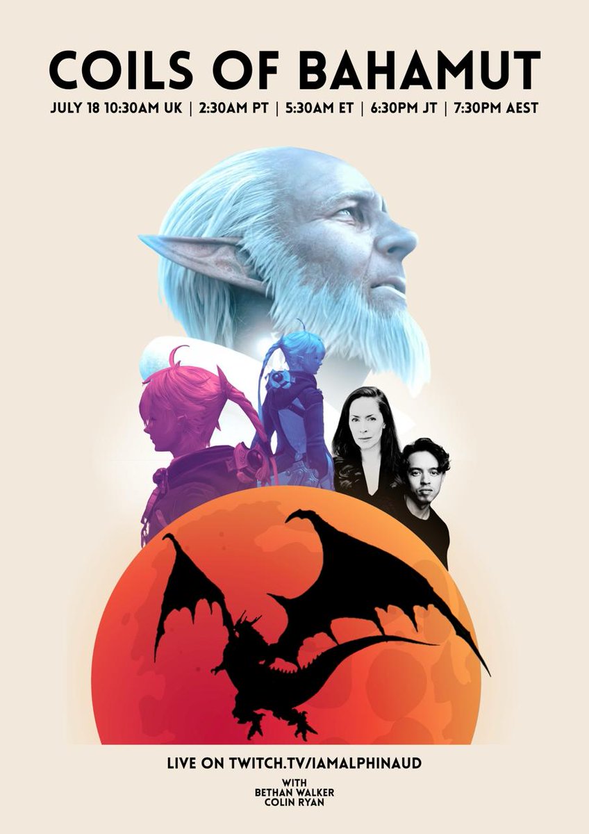 Bwalkerj's tweet image. It’s time….
@ColinRyan will be guiding me through the Coils of Bahamut LIVE on @twitch!
July 18 | 10:30am UK | 2:30am PT | 5:30am ET | 6:30pm JT | 7:30pm AEST
twitch.tv/iamalphinaud
#FFXIV