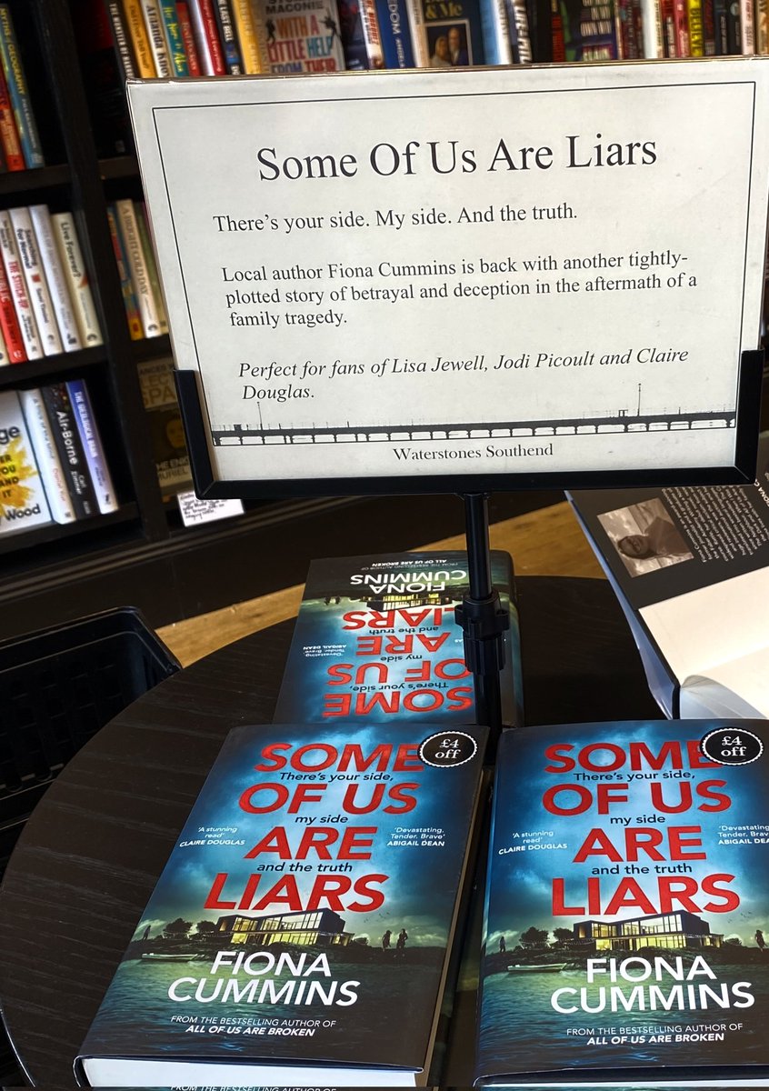 Fiona Cummins (@fionaanncummins) on Twitter photo A big thank you to <a href="/Southendonbooks/">Waterstones Southend on Sea 📚</a> for this gorgeous display of Some of Us Are Liars ❤️ A big thank you to <a href="/Southendonbooks/">Waterstones Southend on Sea 📚</a> for this gorgeous display of Some of Us Are Liars ❤️