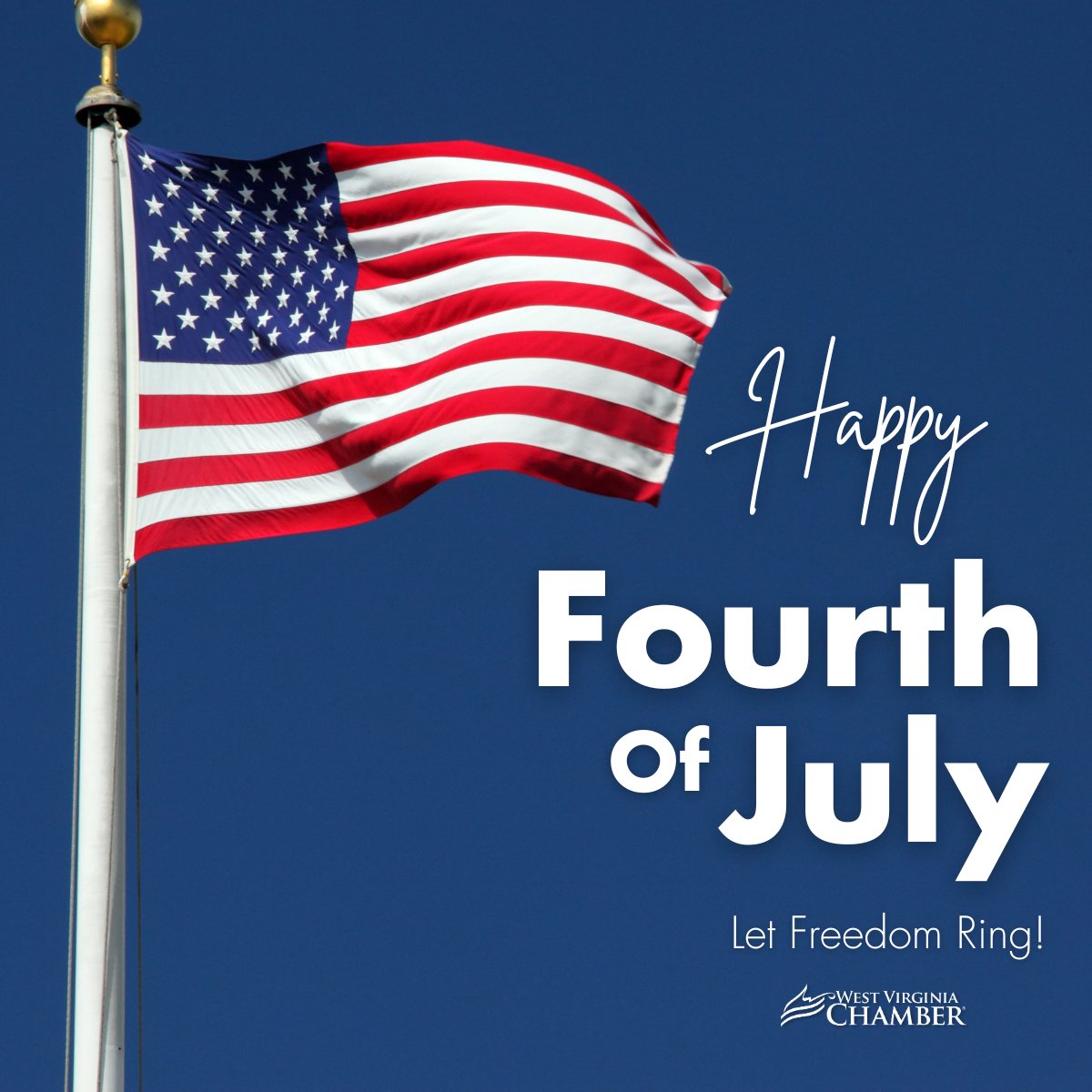 WVaChamber's tweet image. LET FREEDOM RING! 🇺🇸 The @WVaChamber wishes you a Happy 4th of July as our country celebrates its 249th year of independence. We encourage all to have a safe and enjoyable holiday as we celebrate our great nation.