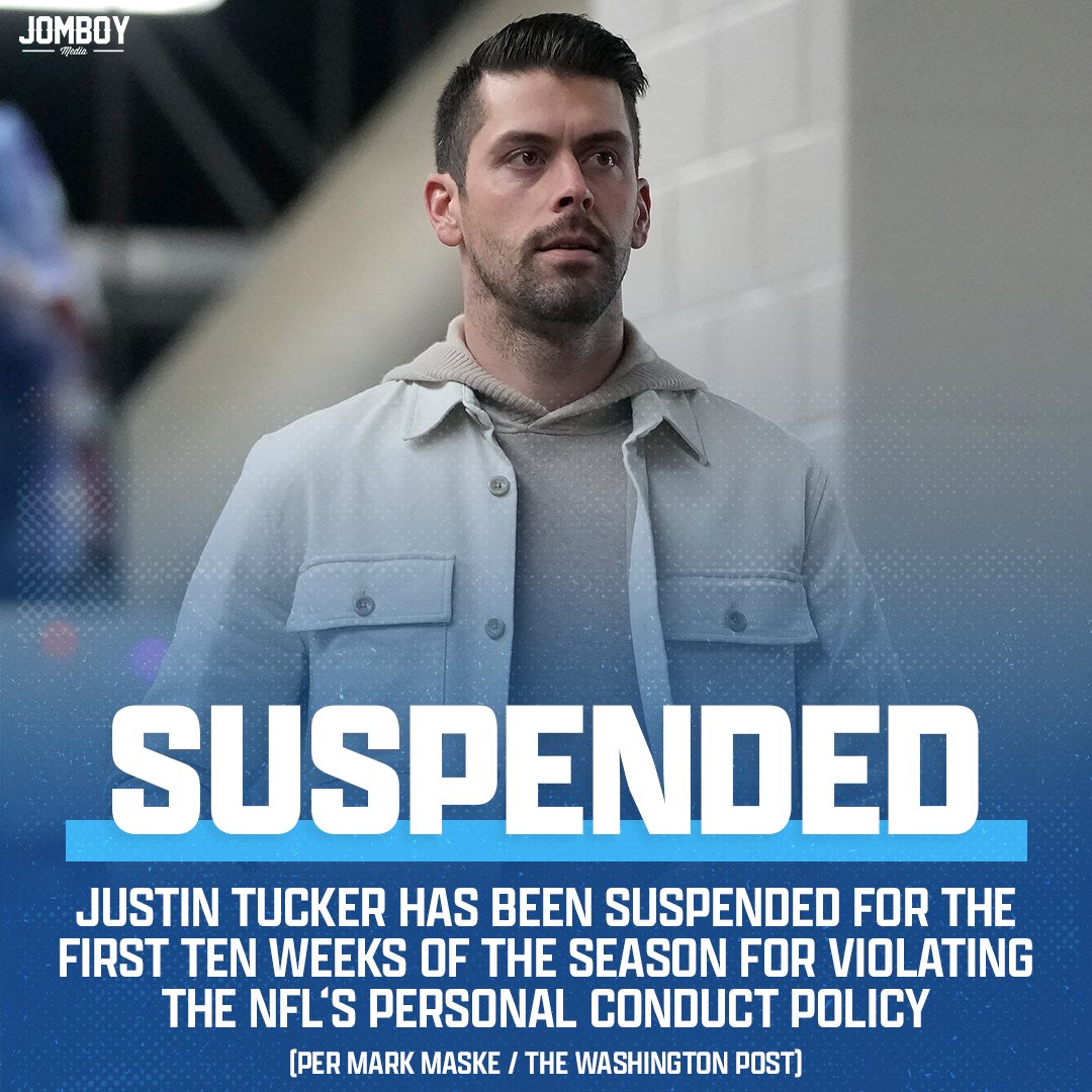 Justin Tucker has been suspended for the first ten weeks of the season