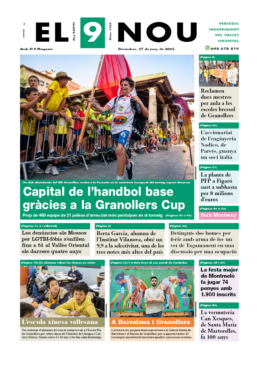 el9nou_vor's tweet image. 📰 #PORTADA 👋#Bonvespre, a @el9nou_vor de demà #divendres

👉Capital de l’handbol base gràcies a la #Granollers Cup🔴Prop de 460 equips de 21 països en el torneig

🗞 Més informació, al vostre quiosc i AQUÍ 👇 en pdf a partir de quarts de 12 de la nit

el9nou.epaper.cat/valles-oriental