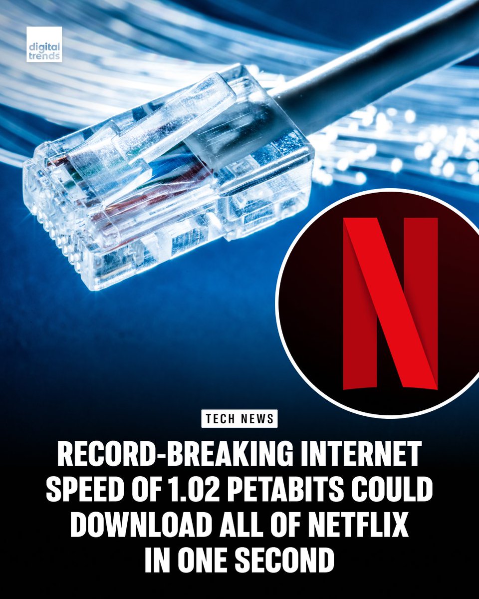 Japanese researchers transferred data at 1.02 petabits per second over 1,123 miles of fiber, the first transmission of its kind. Enough bandwidth to download all of Netflix in a second.

#TechNews