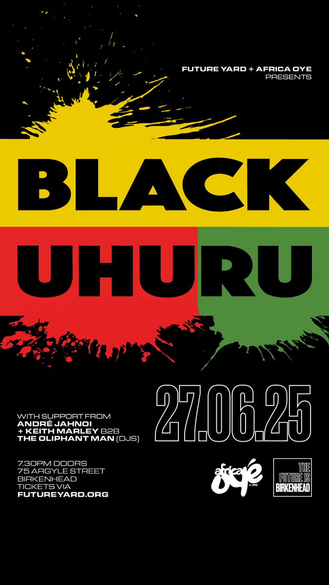 Tony (@soulfultiz) on Twitter photo Mood for the weekend, <a href="/RealBlackUhuru/">Black Uhuru</a> at <a href="/future_yard/">Future Yard</a> <a href="/africaoye/">Africa Oyรฉ Festival</a>. Tickets here : eventim.co.uk/event/black-uhโฆ Mood for the weekend, <a href="/RealBlackUhuru/">Black Uhuru</a> at <a href="/future_yard/">Future Yard</a> <a href="/africaoye/">Africa Oyรฉ Festival</a>. Tickets here : eventim.co.uk/event/black-uhโฆ