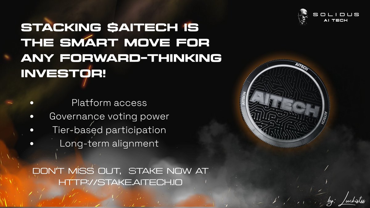 Hey, just gotta say 
If you’re not staking $AITECH yet, you’re seriously missing out! No joke, there’s already over 103 million tokens locked up, so you know the squad is hyped.

Staking isn’t just about letting your coins chill, it’s about unlocking cool stuff:

• Early access
