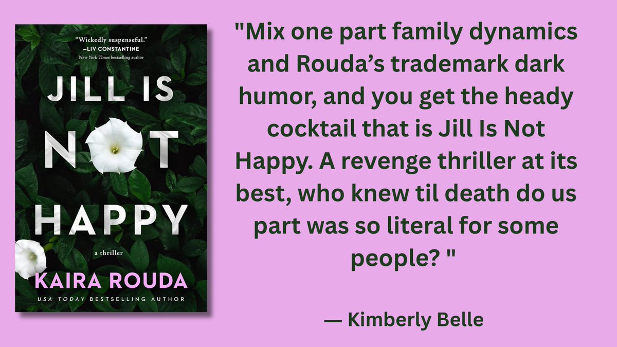womenwriters (@womenwriters) on Twitter photo "Mix one part family dynamics and Rouda’s trademark dark humor, and you get the heady cocktail that is Jill Is Not Happy. A revenge thriller at its best, who knew til death do us part was so literal for some people? " ― Kimberly Belle <a href="/KairaRouda/">Kaira Rouda</a> amazon.com/Jill-Not-Happy… "Mix one part family dynamics and Rouda’s trademark dark humor, and you get the heady cocktail that is Jill Is Not Happy. A revenge thriller at its best, who knew til death do us part was so literal for some people? " ― Kimberly Belle <a href="/KairaRouda/">Kaira Rouda</a> amazon.com/Jill-Not-Happy…