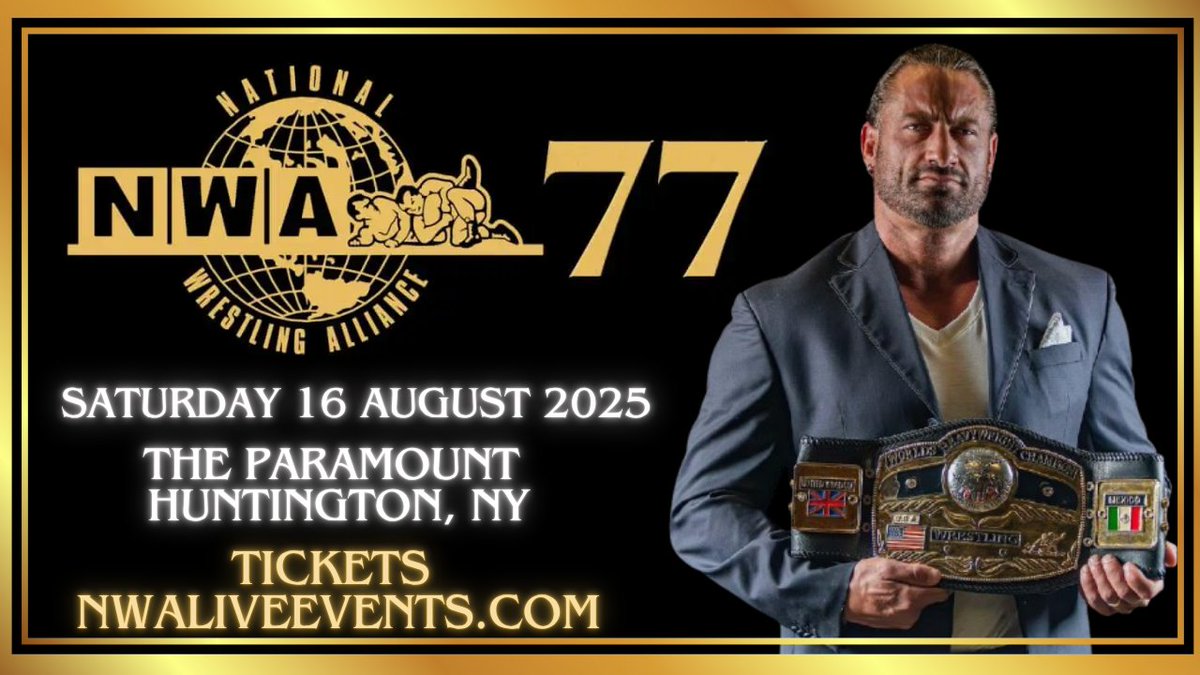 Jonathan Orchard (@jon422002) on Twitter photo Custom Thursday!
Go and get your tickets for @NWA #NWA77 Sat 16 Aug 2025 #TheParamount #Huntington #NewYork see @NWA World Heavyweight Champion <a href="/Thomas_Latimer_/">Thomas Raymond Latimer</a> and more!
Tickets available now - nationalwrestlingalliance.com/nwaliveevents
#NWA #Wrestling #ProWrestling Custom Thursday!
Go and get your tickets for @NWA #NWA77 Sat 16 Aug 2025 #TheParamount #Huntington #NewYork see @NWA World Heavyweight Champion <a href="/Thomas_Latimer_/">Thomas Raymond Latimer</a> and more!
Tickets available now - nationalwrestlingalliance.com/nwaliveevents
#NWA #Wrestling #ProWrestling