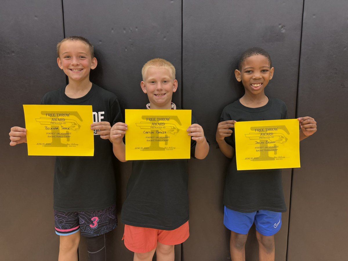 🏆🏆2025 Camp Award Winners🏆🏆
1st-5th Grade
It was great week of camp!

#ALLIN #FTJ #FutureJackrabbits

<a href="/ForneyAthletics/">ForneyISDAthletics</a>