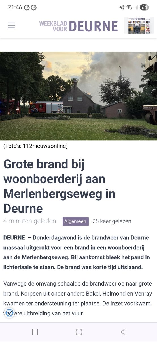 Grote brand aan de Merlenbergseweg