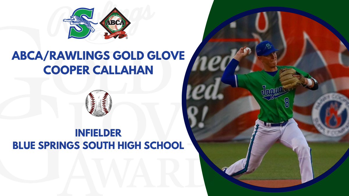 BSSDnews's tweet photo. The Blue Springs South High School baseball team relied on strong hitting and pitching en route to its first Missouri State Championship trophy, but providing elite level defense all year was the glove of shortstop Cooper Callahan. The Jaguar junior was recently awarded a Rawlings Gold Glove award for his stellar defensive play.

One of only nine high school players nationwide to receive the honor, Callahan committed just three errors all season for the 27-7 Jaguars. He tallied 128 total chances, with 78 assists and 47 putouts. Cooper, the son of Jaguars assistant coach Shawn Callahan, was also named the Examiner’s 2025 Baseball Player of the Year.

Congratulations to Cooper and the state champion Jaguars! ⚾️🎉

#WeAreBSSD